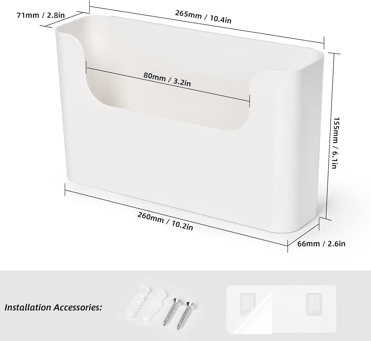 Jomola No Drilling Wall Mount File Holder - Office Wall Hanging Files & Magazines Organizer - Plastic Door Mount with Adhesive Pad, Gray (1 Count)