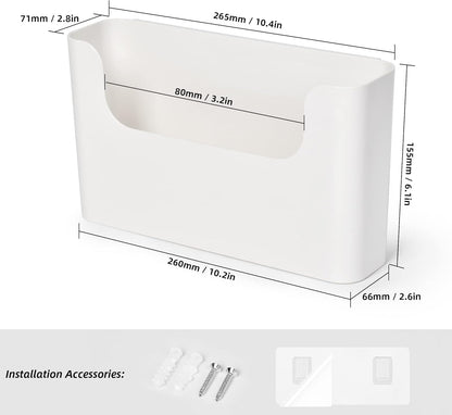 Jomola No Drilling Wall Mount File Holder - Office Wall Hanging Files & Magazines Organizer - Plastic Door Mount with Adhesive Pad, Gray (1 Count)