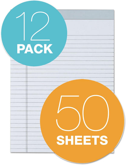 Tops Prism Writing Pads, 8-1/2" x 11-3/4", Legal Rule, Gray, Perforated, 50 Sheets, 12 Pack (63160)