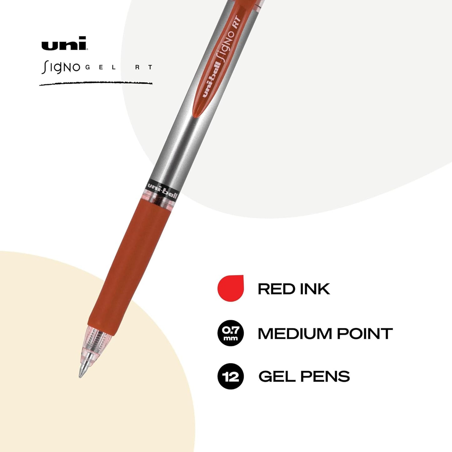 uniball 207 Plus+ Retractable Gel Pens, Medium Point (0.7mm), Black, 4 Pack