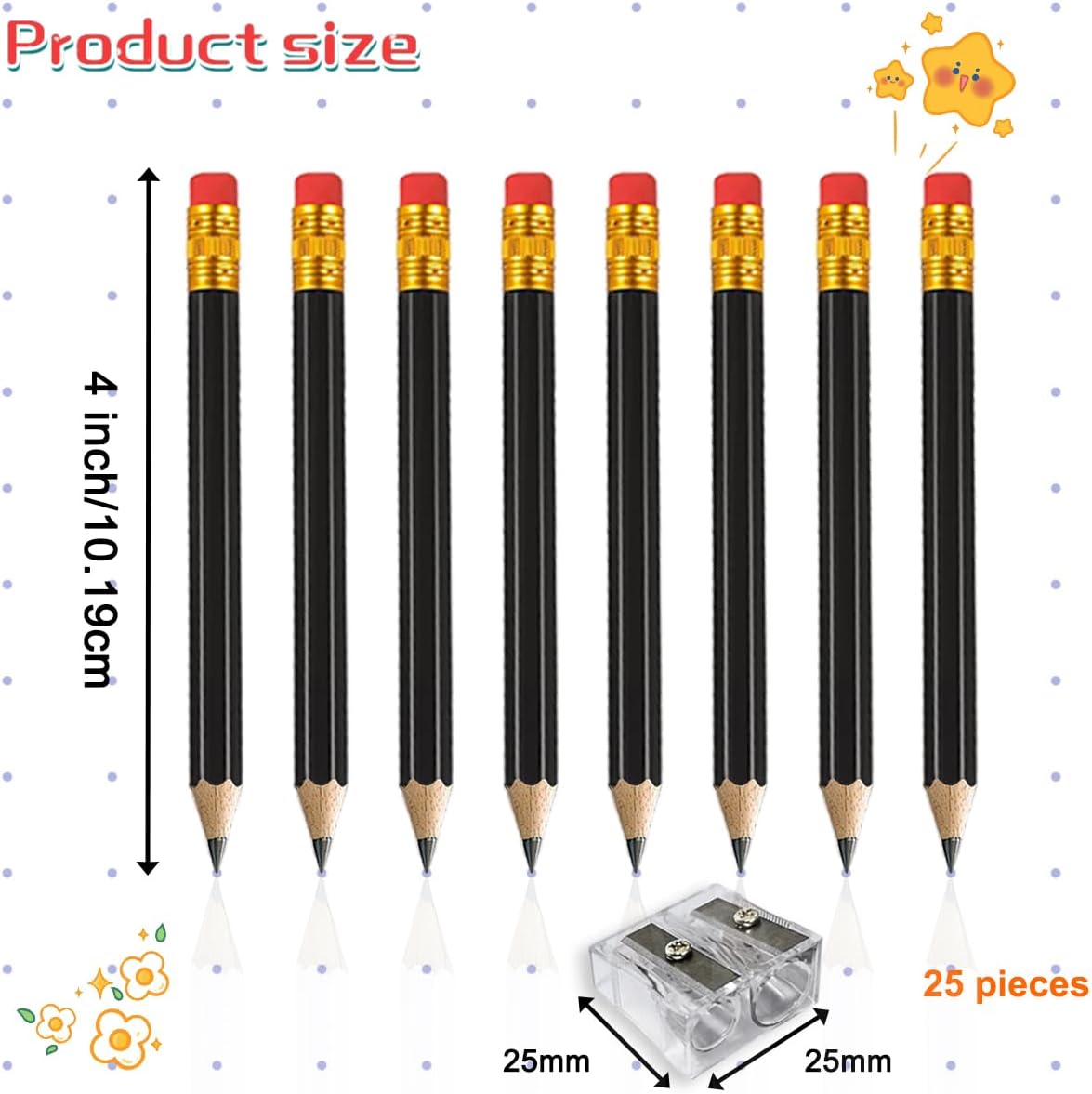Adhere 25pcs Golf Pencils with Eraser Pre sharpened Hexagon half Wooden Pencils Graphite 2B for Golf Event Scoring,Classroom,Wedding,Company Meetings,Pew, Pocket (Nature)
