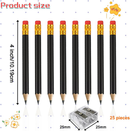 Adhere 25pcs Golf Pencils with Eraser Pre sharpened Hexagon half Wooden Pencils Graphite 2B for Golf Event Scoring,Classroom,Wedding,Company Meetings,Pew, Pocket (Nature)
