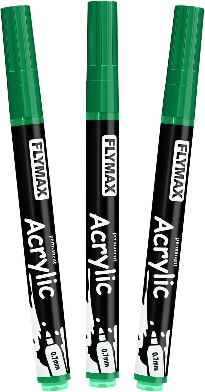 FLYMAX Gold Marker Paint Pens - Permanent Marker Pens Gold Acrylic Paint Water-Based 0.7mm Fine Tip Waterproof Quick-Drying (3 in 1Pack)