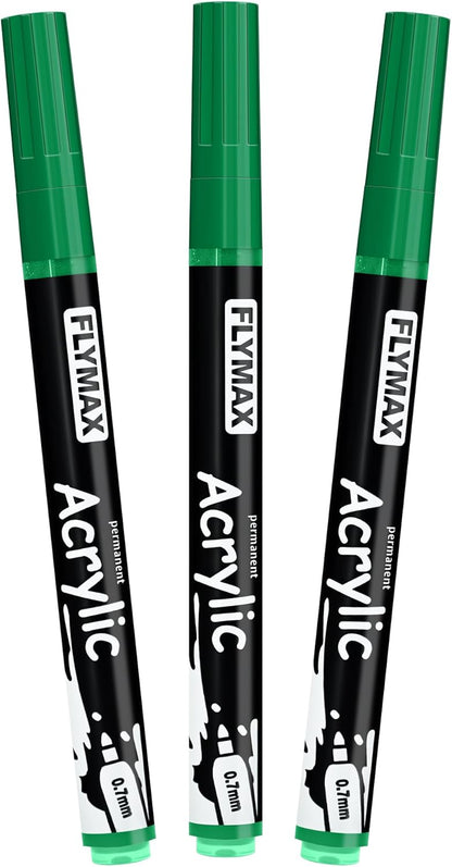 FLYMAX Gold Marker Paint Pens - Permanent Marker Pens Gold Acrylic Paint Water-Based 0.7mm Fine Tip Waterproof Quick-Drying (3 in 1Pack)