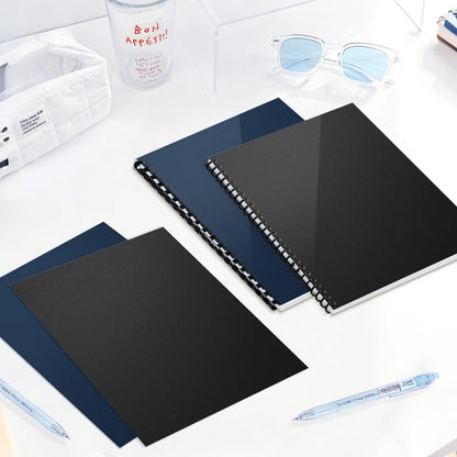 HOUYEE 100 Pack 16 Mil Poly Binding Covers,Sand Texture Binding Presentation Covers,8.5x11 Inches,Letter Size,Black,Square Corners,Un-Punched