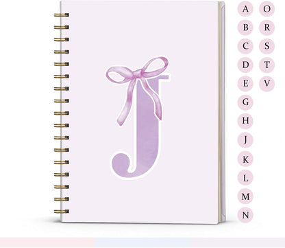 Blue Bow Journal Notebook for Girls,Initial H Journals Personalized Diary Gifts for Teen Girl Kids,Monogrammed Gifts for Women,Trendy Coquette Cute Hardcover Spiral Notebook 5.5 x 8.3 - Colors B