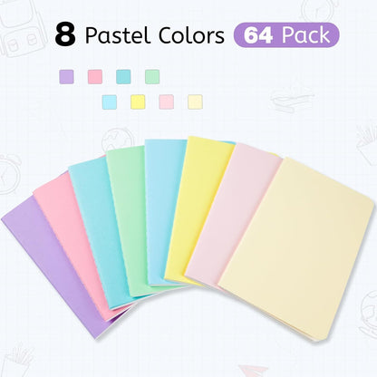 Oucaru 48PCS Pocket Notebook, 3.5" x 5.5", 8 Color, 52 Pages Blank Notebook Mini Notebook Journal, Small Notebook Memo Notepad for Students, Traveler, School Supplies
