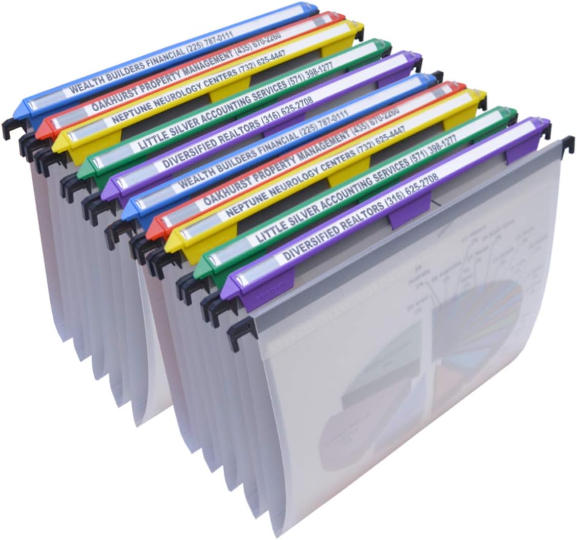 Ultimate Office MagniFile Hanging File Folders V- Bottom Letter Size with 11 inch Magnified Indexes that Double The Size of Your File Titles to Find Files Fast. (Set of 5 Frost)