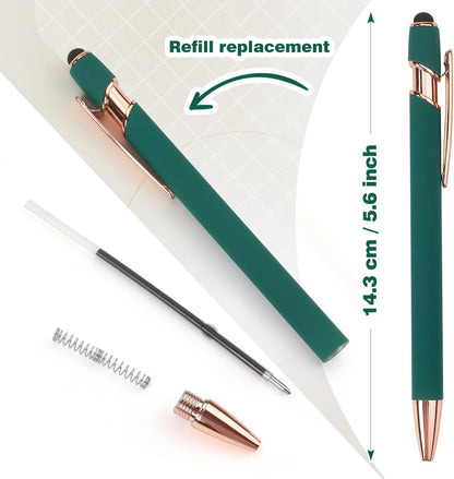 Bribobo 8 Pack Ballpoint Pen 2-in-1 Stylus Retractable Ballpoint Pen with Stylus tip, Metal Stylus Pen for Touch Screens, 1.0 mm Black Ink