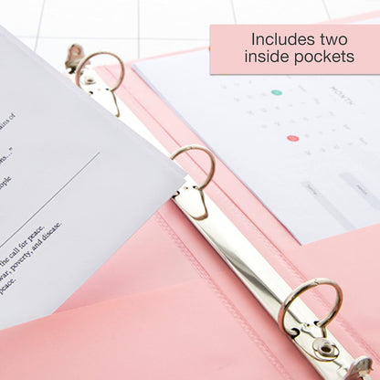 BAZIC Products 3 Ring Binder 1" Economy View Binders Organizer - Pastel Color, Round Ring, Hold 175 Sheets Paper, for School Office Home, 4-Count