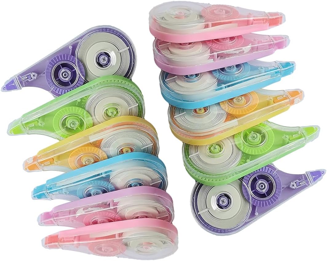White Out Correction Tape with Dispenser,12-Count Pack,39.4ft, Easy Use Roller Applicator, Instant Dry, Fast, Clean and Tear-Resistant Tape ,Smooth Precise Corrections Tape for School,Office and Home
