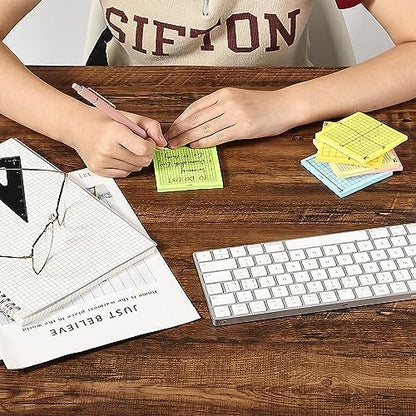 Mr. Pen- Graph Sticky Notes, 3x3 Inch, 6 Pads, 50 Sheets/Pad, 300 Sheets, 6 Grid Designs, White, Square Graph Paper Notes, Grid Sticky Note Pads for Math, Study, Journals, Planners