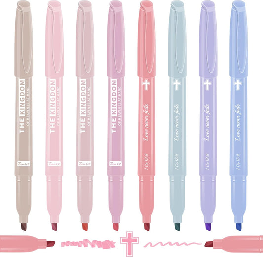 7-ackz Bible Highlighters Assorted Colors with Verses, Chisel Tip Colored Highlighter Markers Bulk Fluorescent, Dry Quick Bright Colors, Perfect for Bible Study Journaling, 15 pack