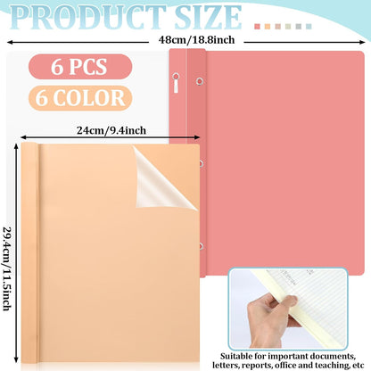 6 PCS Pastel Plastic Report Covers with 3 Prongs Clear Front Presentation Folders 3 Prong Folders for Resume Portfolio Document Report Letter Proposal School Classroom Office Supplies (Pastel)