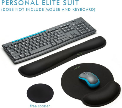 VAGAU Premium Keyboard Wrist Rest and Mouse Pad Wrist Support, Ergonomic Memory Foam Set for Office, Laptop, Mac, Computer and Gaming, Comfortable Typing &Wrist Pain Relief (2 Pack)