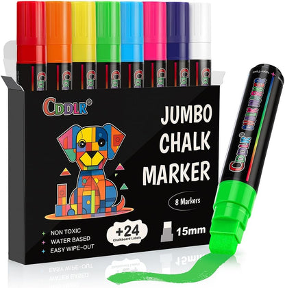 8 Pack Liquid Chalk Markers,Dry Erase Markers & Window Markers for Blackboards,Chalkboard Menu Board & Glass Car Window