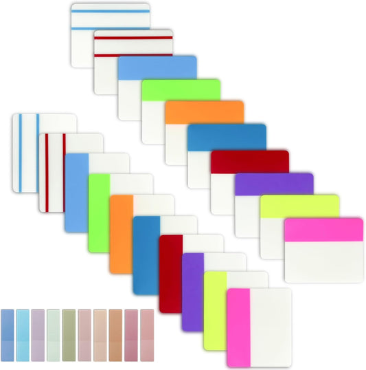 2 Inch Sticky Index Tabs, 600Pcs Writable and Repositionable File Tabs Flags Colored Page Markers Labels for Books, Binders, Classify Files and Books, Reading Notes (21 Set)
