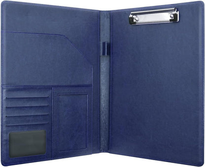 WAVEYU Resume Portfolio Folder, Padfolio Clipboard, Writing Portfolio Leather Clipboard with Cover for Legal Pad Holder Letter Size A4 for Business Conference Notepad Clip Boards, Purple