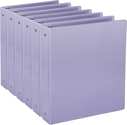 CIXILDTS 1-Inch Round Ring Binders, Standard 3 Ring Binder Fit Letter Size Paper, Presentation View Binders, 6 Packs, Assorted
