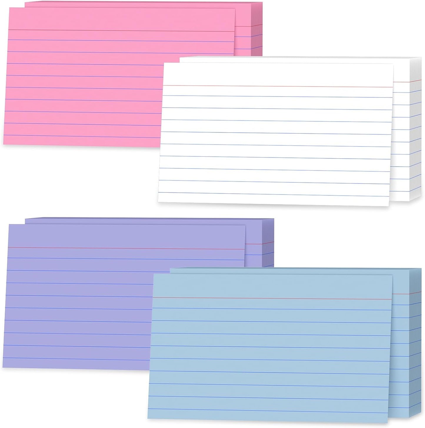200 Count 3 x 5 Inch Purple Index Cards with Binder Rings, Lined & Blank Study Cards, Thick Cardstock Flash Cards for Students & Teachers, Color-Coded Notecards for School, Home, Work