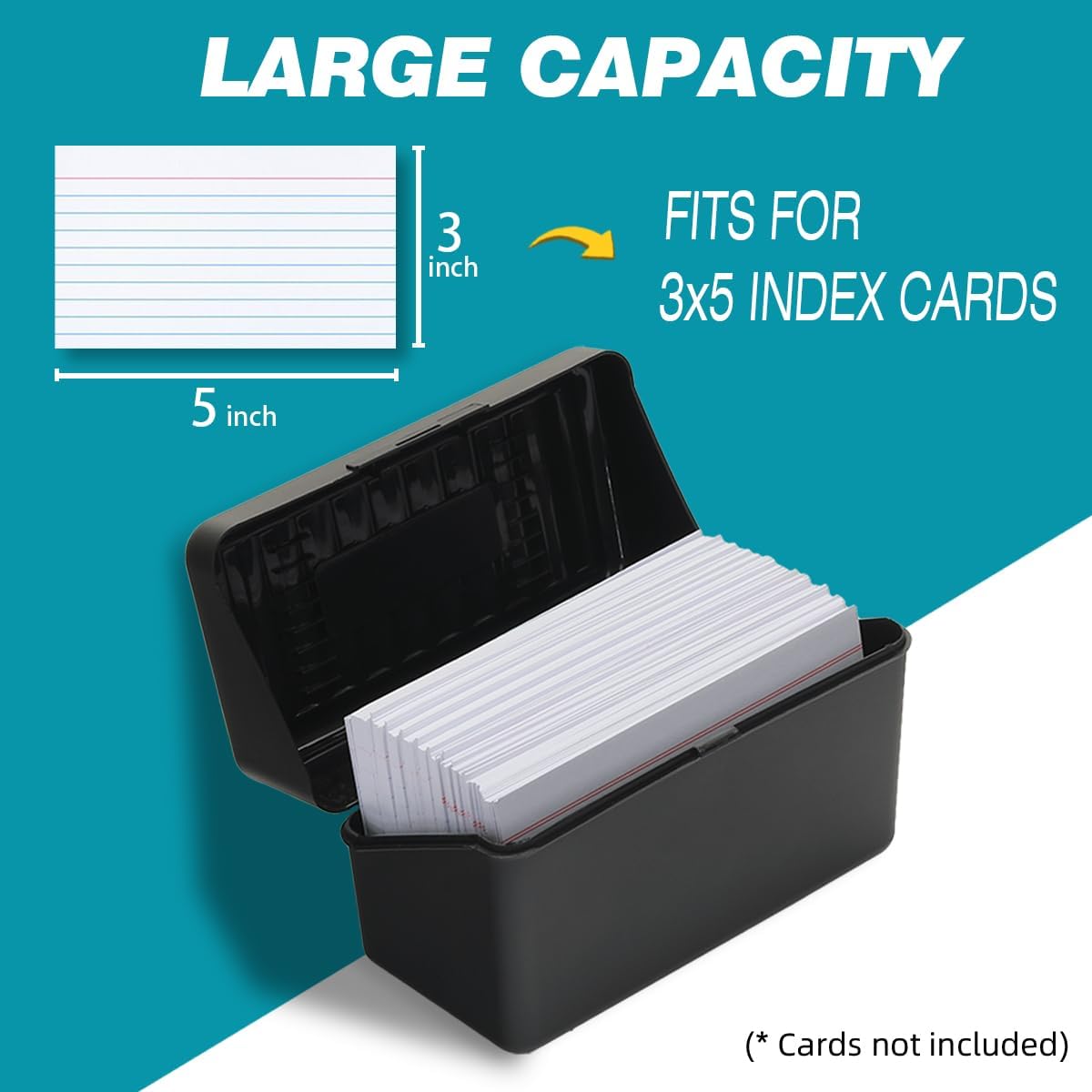 H4D Index Card Holder 3x5, Index Card Box Organizer Case, 3x5 Flash Note Card Holder, 3 Packs (Pastel Colors)
