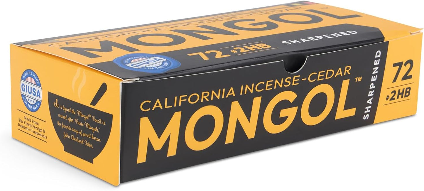 Mongol Classic Incense Cedar #2 Pencil - 12-Pack – Pre-sharpened, European Graphite Core, US Grown Cedar, Smudge Free Eraser – Nontoxic PMA Certified