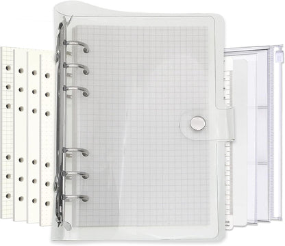 A6 A5 6-Holes Colorful PVC Cover Round Ring View Binder with Snap Button Closure File Folder for Loose Leaf Sheet Protectors Notebook Refill (Pink Daisy, A5 Mini Set) - Colors A