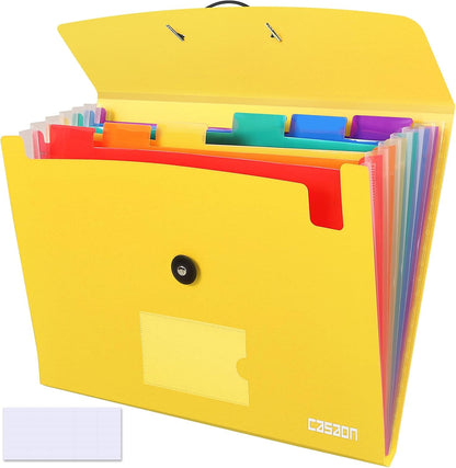 7 Pocket Accordian File Folders, Expanding File Folder A4 Letter Size Paper Portable Document Organizer-Black