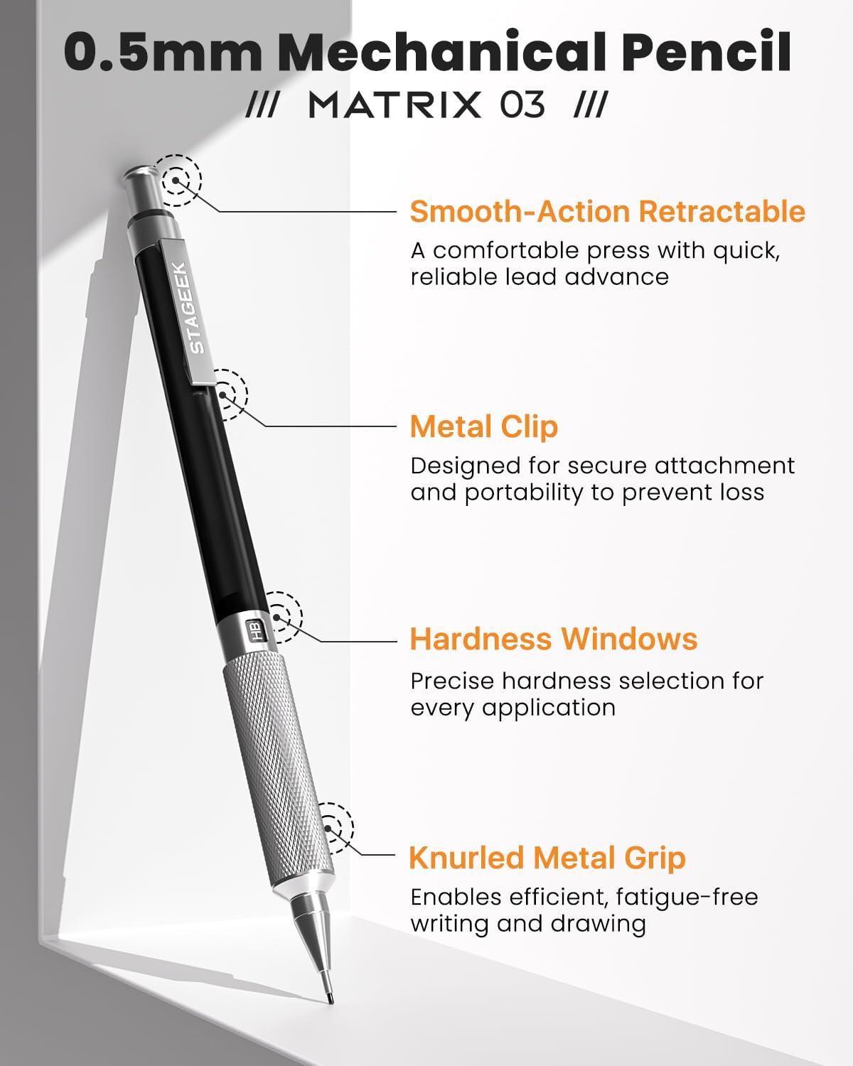 STAGEEK 0.7 mm Mechanical Pencil, Metal Art & Drafting Pencil with Eraser and 60 HB Lead Refills, Professional Drawing Pencil for Artists, Students, School, Office, Writing, Sketching, Drafting(Blue)