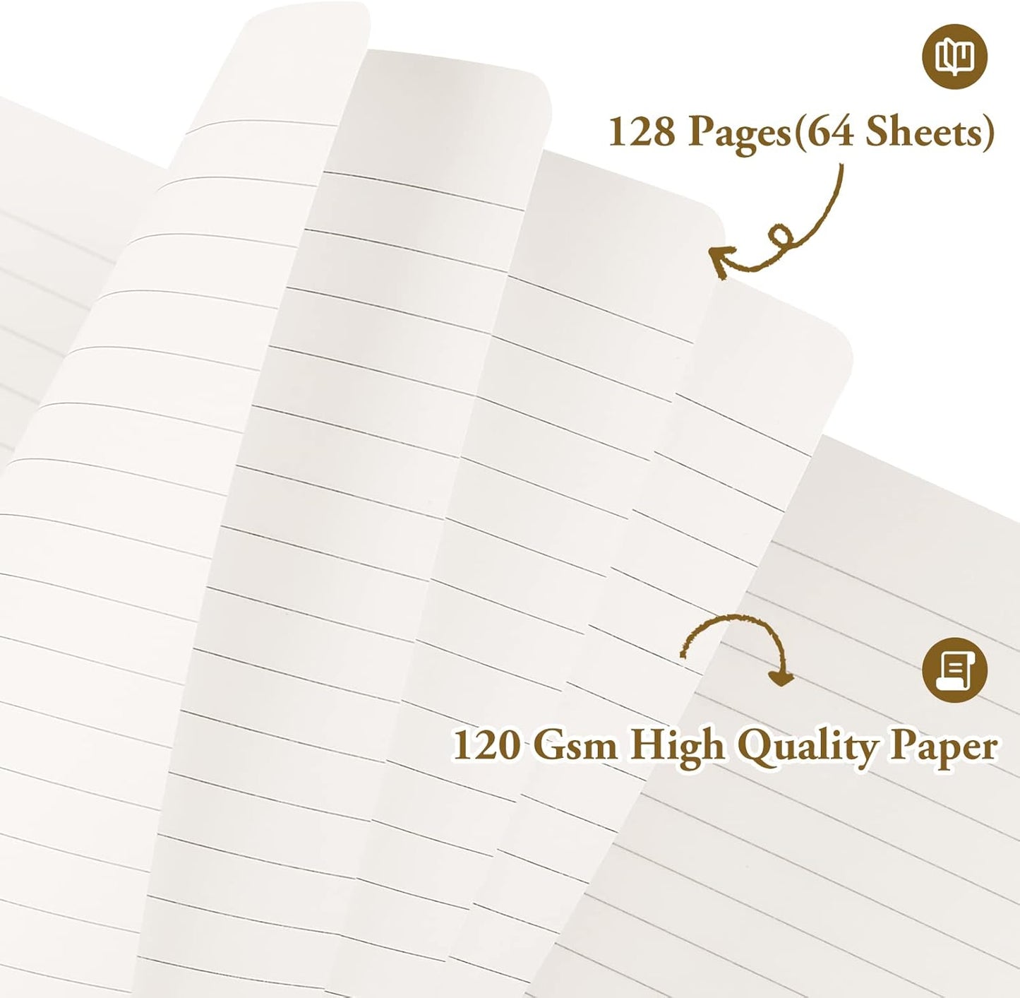 Huhuhero Lined Journal Notebooks for Work, Hardcover Leather Journals for Writing Women Men, 120Gsm Thick Paper College Ruled Notebook, Office School Supplies, 5.25"×8.25" (1, Matte Black)