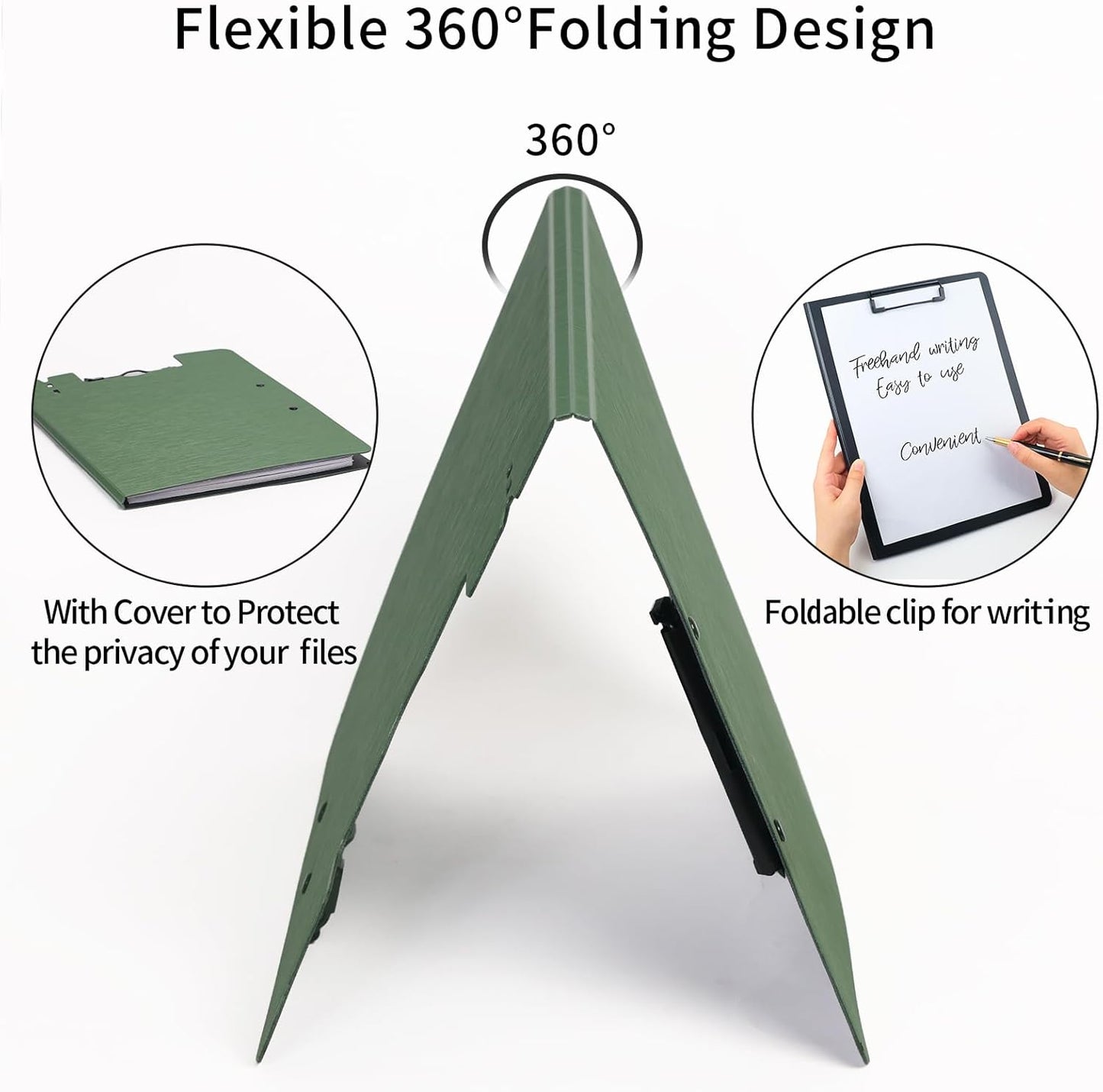 A4 Clipboard Folder,10 Pack Foldable Clipboards with Pocket for Business,Office,School or Restaurant (Black)