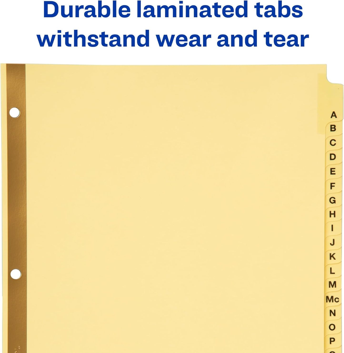 Avery 11306 Preprinted Laminated Tab Dividers w/Gold Reinforced Binding Edge, 25-Tab, Letter
