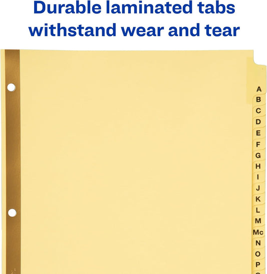 Avery 11306 Preprinted Laminated Tab Dividers w/Gold Reinforced Binding Edge, 25-Tab, Letter