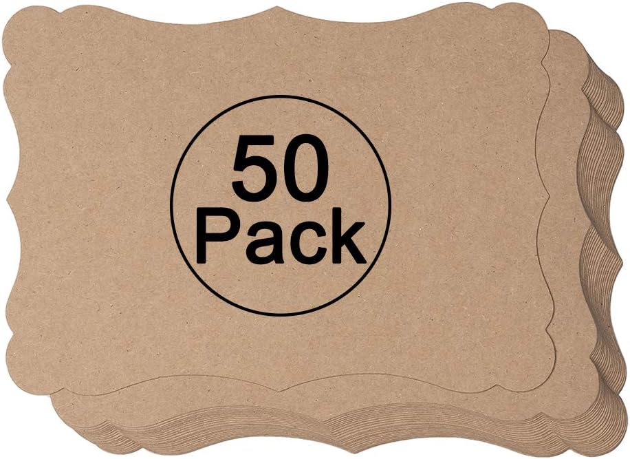 50 Pack Blank Kraft Cards Cardstock Thick Paper Brown Greeting Cards for DIY Gift Card Menus, Baby Shower and Wedding Invitations (Multicolored, 5x7IN)