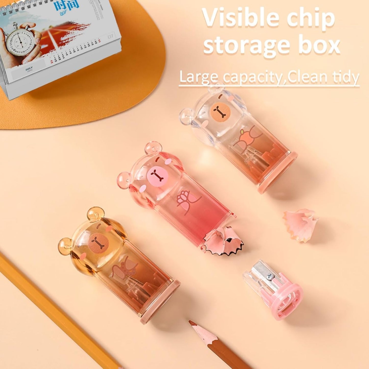 4Pcs Cute Pink Capybara Retractable Eraser and Capybara Pencil Sharpener,Capybara Cute Birthday Christmas Gifts Set for Kawaii Office School Home Supplies