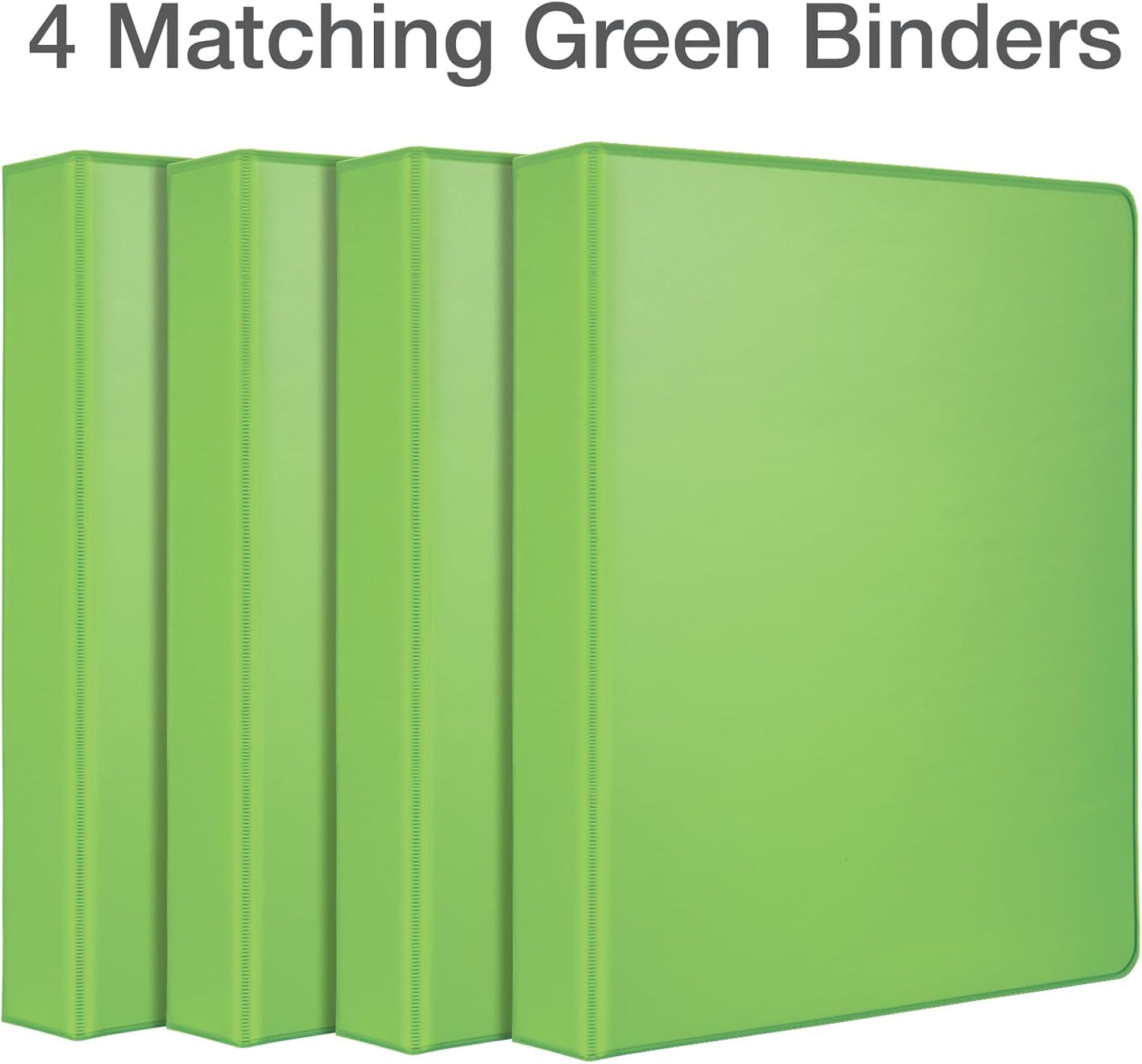 Oxford® 3 Ring Binders, Binders for School and Office, Durable 2 inch D Rings, Holds 540 Sheets, ClearVue™ Presentation Binder, Green, 4PK