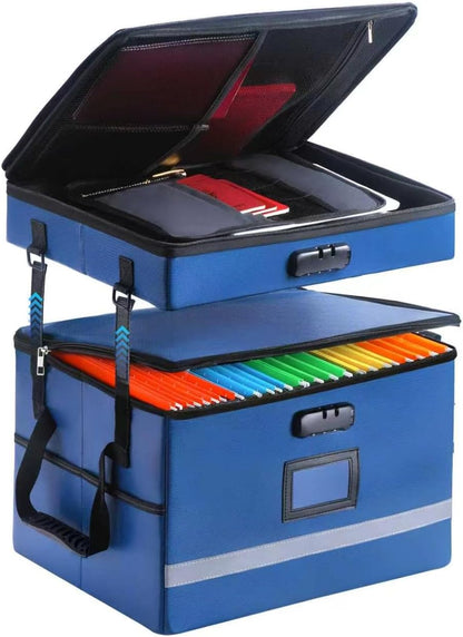EXLIFBAG File Organizer, Fireproof File Box with Lids, Important Document Organizer Box with Lock, Portable File Folder Organizer with Handle