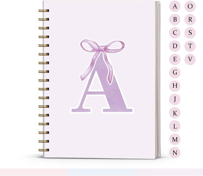 Blue Bow Journal Notebook for Girls,Initial H Journals Personalized Diary Gifts for Teen Girl Kids,Monogrammed Gifts for Women,Trendy Coquette Cute Hardcover Spiral Notebook 5.5 x 8.3 - Colors A