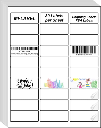 MFLABEL Half Sheet Shipping Labels - 200 Self Adhesive Sticker Sheets for Laser & Inkjet Printers, Waterproof & Smudge-Free, with 12 Free Fragile Labels for Packaging, Shipping and Crafting - Colors B