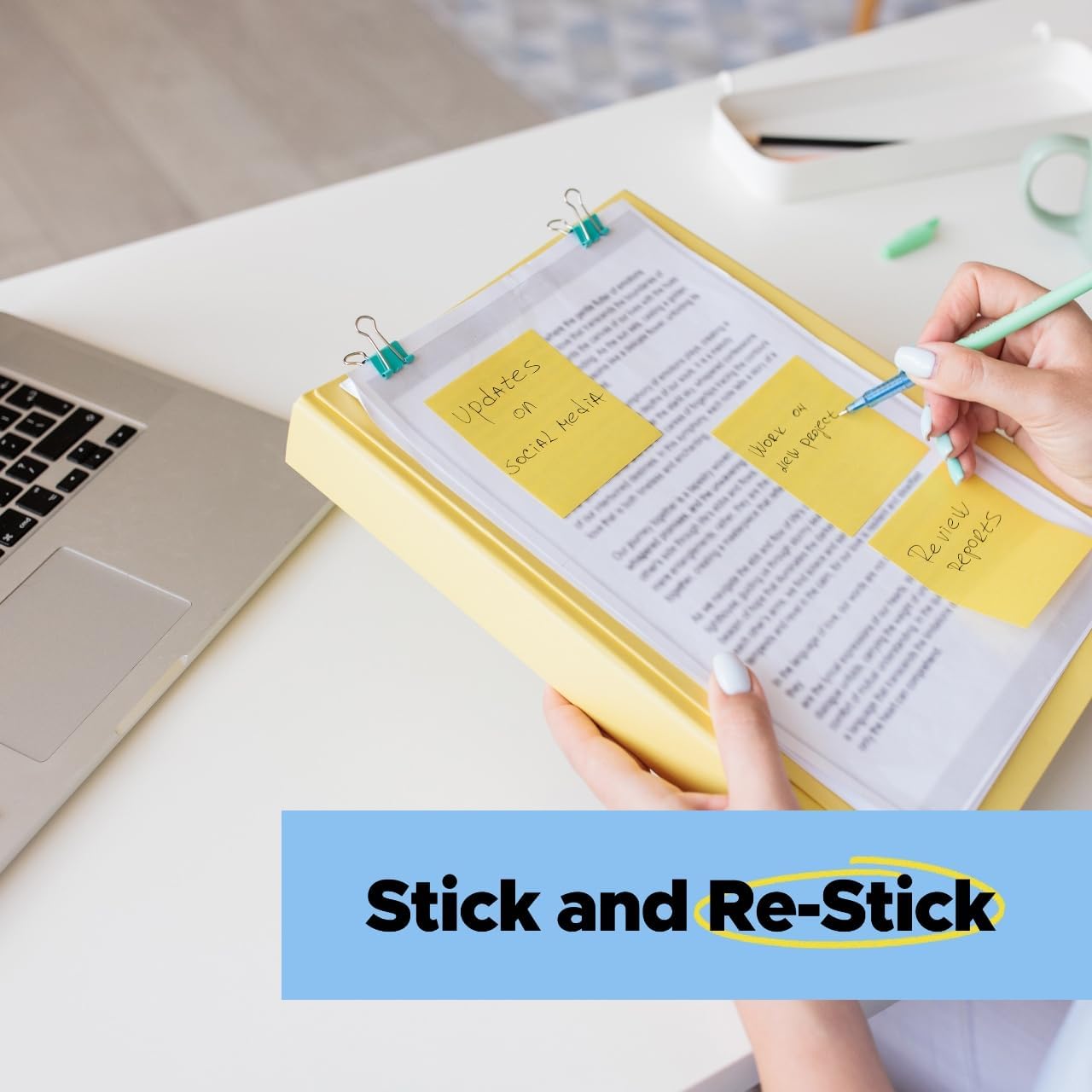 Post-it 100% Recycled Paper Super Sticky Notes, 3 in. x 3 in., 12 Pads, 70 Sheets per Pad, Wanderlust Pastels, School Supplies and Office Products