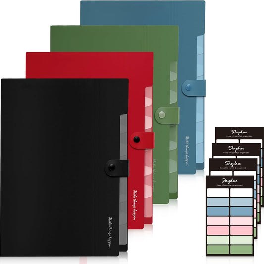 SKYDUE Expanding File Organizer with 8 Pockets, Accordion File Folders with Labels, Portable Document Paper Bill Receipt Organizer, Home College School Office Supplies, Letter Size, Blue