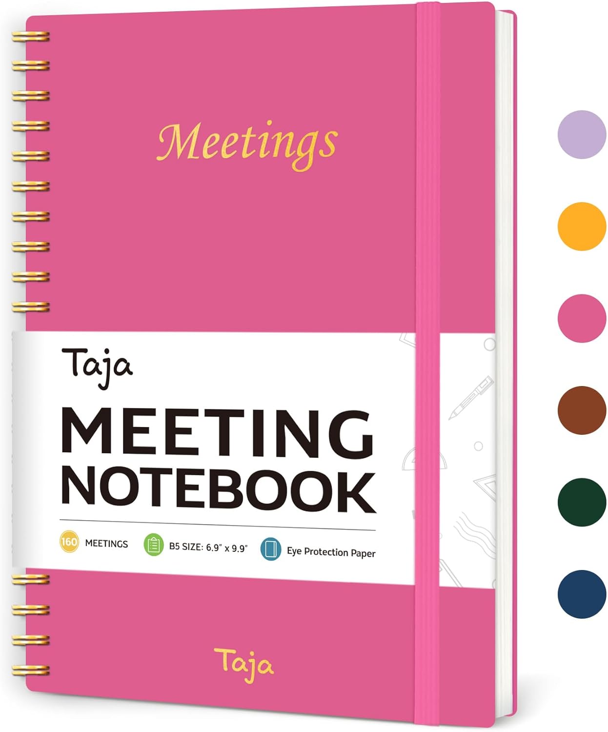Taja Meeting Notebook for Work Organization - Work Planner Notebook with Action Items, Agenda Planner for Note Taking, 160 Pages (6.9" X 9.9") Project Organizer for Men & Women - Blue