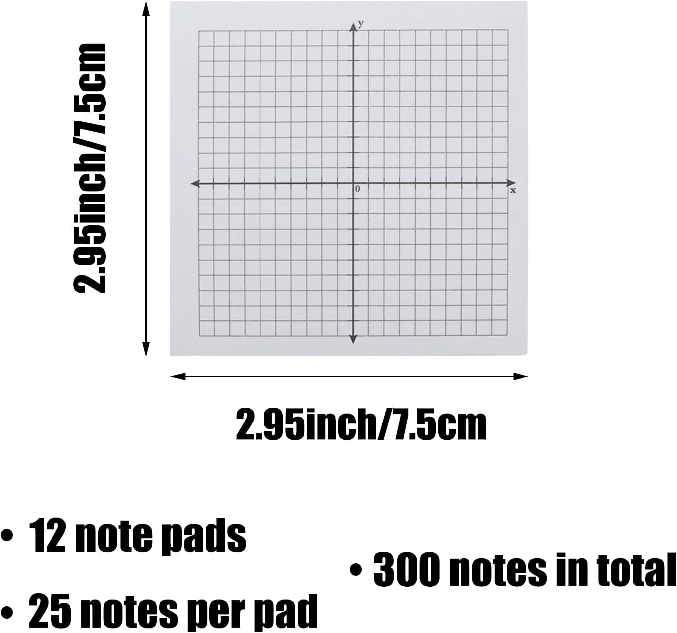 Graph Sticky Notes 300 Sheets Mini Graph Paper Sticky Notes 3x3 Inch 6 Pads Adhesive Four Quadrant Grid Sticky Notes Graphing Paper for Bible Journaling Office Math Supplies, Bright Color