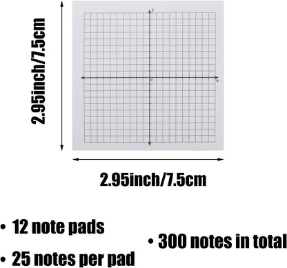 Graph Sticky Notes 300 Sheets Mini Graph Paper Sticky Notes 3x3 Inch 6 Pads Adhesive Four Quadrant Grid Sticky Notes Graphing Paper for Bible Journaling Office Math Supplies, Bright Color