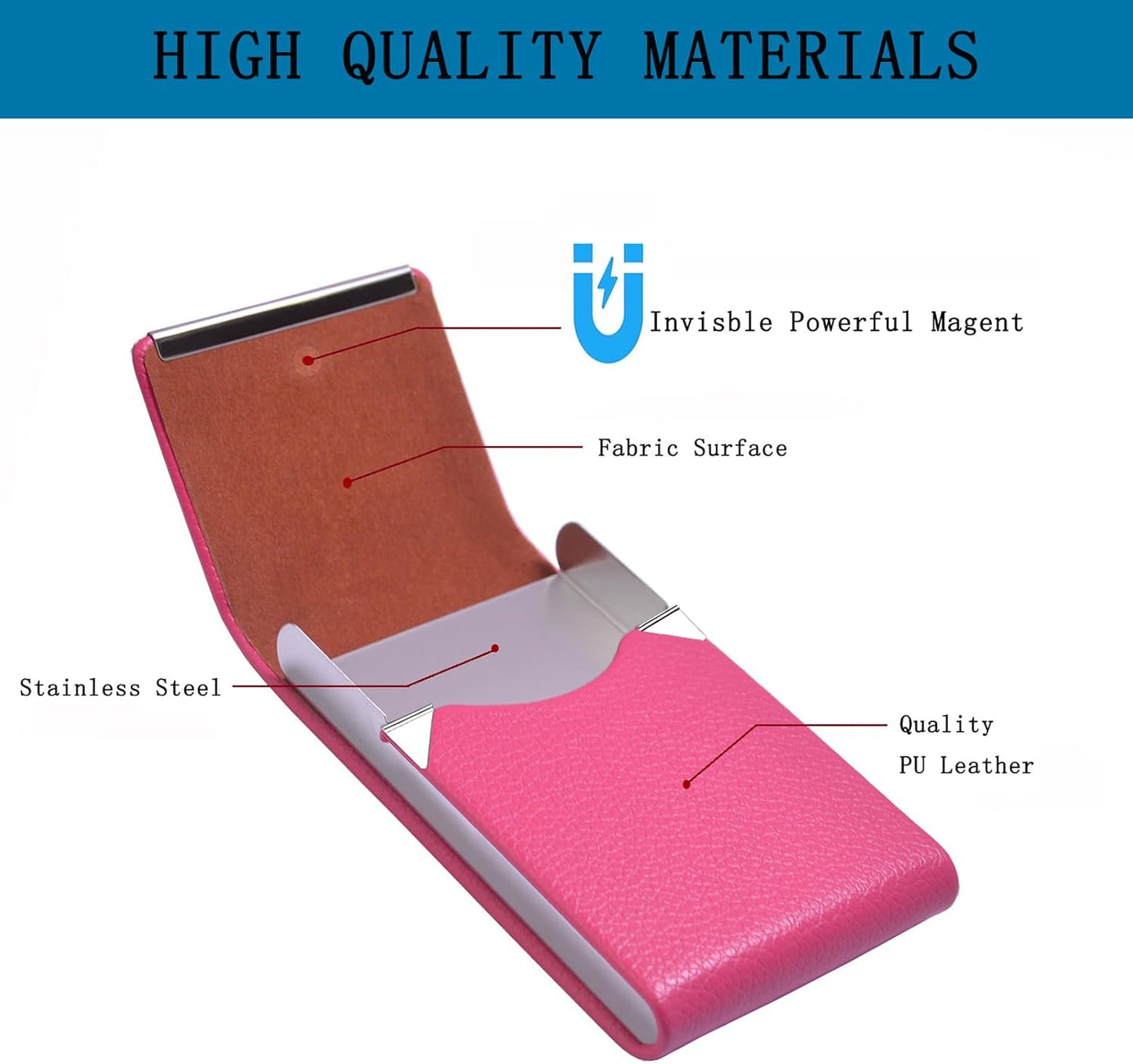 Business Card Holder with Ultra Slim Design,Business Card Case with Premium PU Leather,Suit Pocket Metal Card Holder for Women/Men,Professional Name Card Holder with Magnetic Shut (Black1)