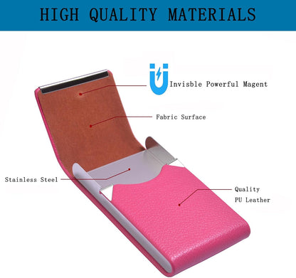 Business Card Holder with Ultra Slim Design,Business Card Case with Premium PU Leather,Suit Pocket Metal Card Holder for Women/Men,Professional Name Card Holder with Magnetic Shut (Black1)