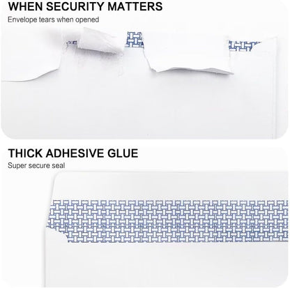 HERKKA #10 Security Self-Seal Envelopes, No.10 Windowless Bussiness Envelopes, Security Tinted with Printer Friendly Design - Size 4-1/8 x 9-1/2 Inch - White - 24 LB - 500 Pack