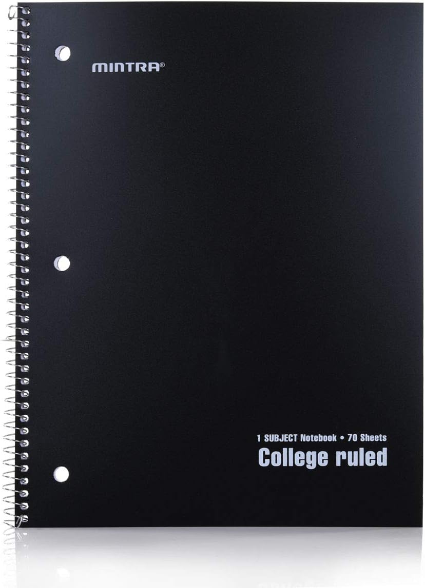 Mintra Office Spiral Notebooks, Wirebound, Journals for School, Work, Business, Aesthetic Stationery, Writing Pads, Teacher & Student Supplies (6, Pastel, College)