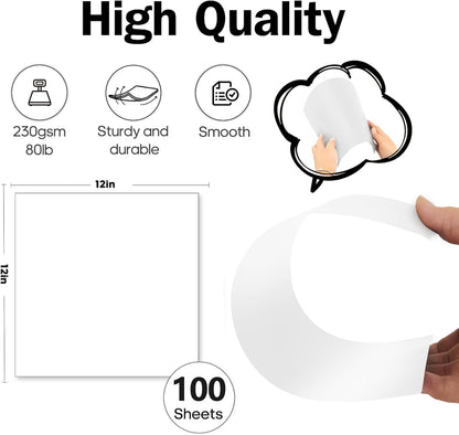 White Cardstock 12x12-24 Sheets Cardstock Paper, Goefun 80lb White Card Stock Paper for Card Making, Cricut, Crafting, Scrapbook, Photo Albums