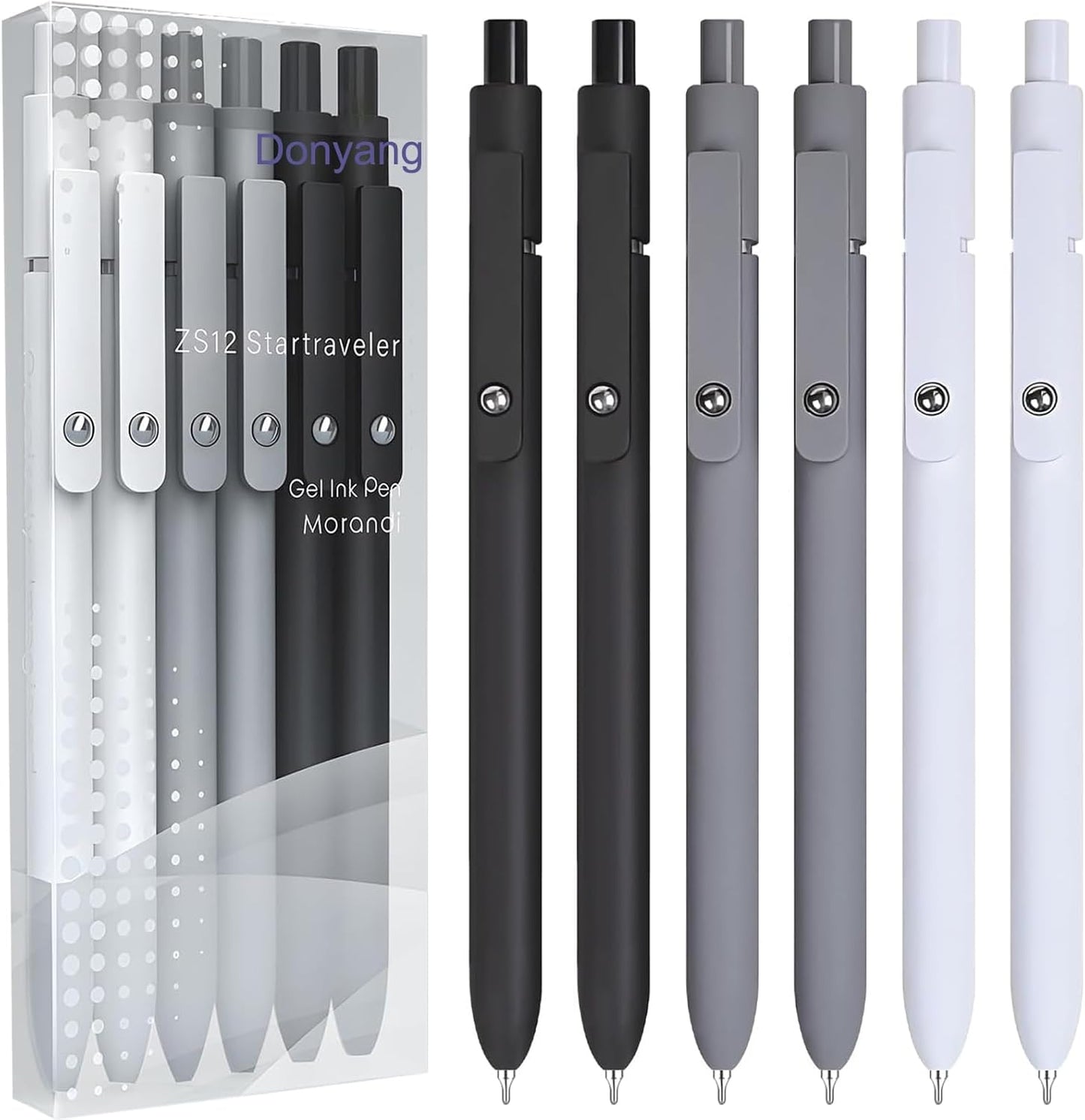 Donyang Gel Pens, 7pcs 0.5mm Black Ink Pens Quick Dry Fine Point Smooth Writing Pens for Journaling Note Taking, Cute Nurse Teacher Work Desk Accessories Office School Supplies Gifts for Women Men